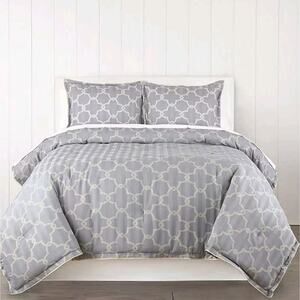 Liz Claiborne Adelaide 3pm Comforter Set Weathered Gray Geometric NEW Reversible